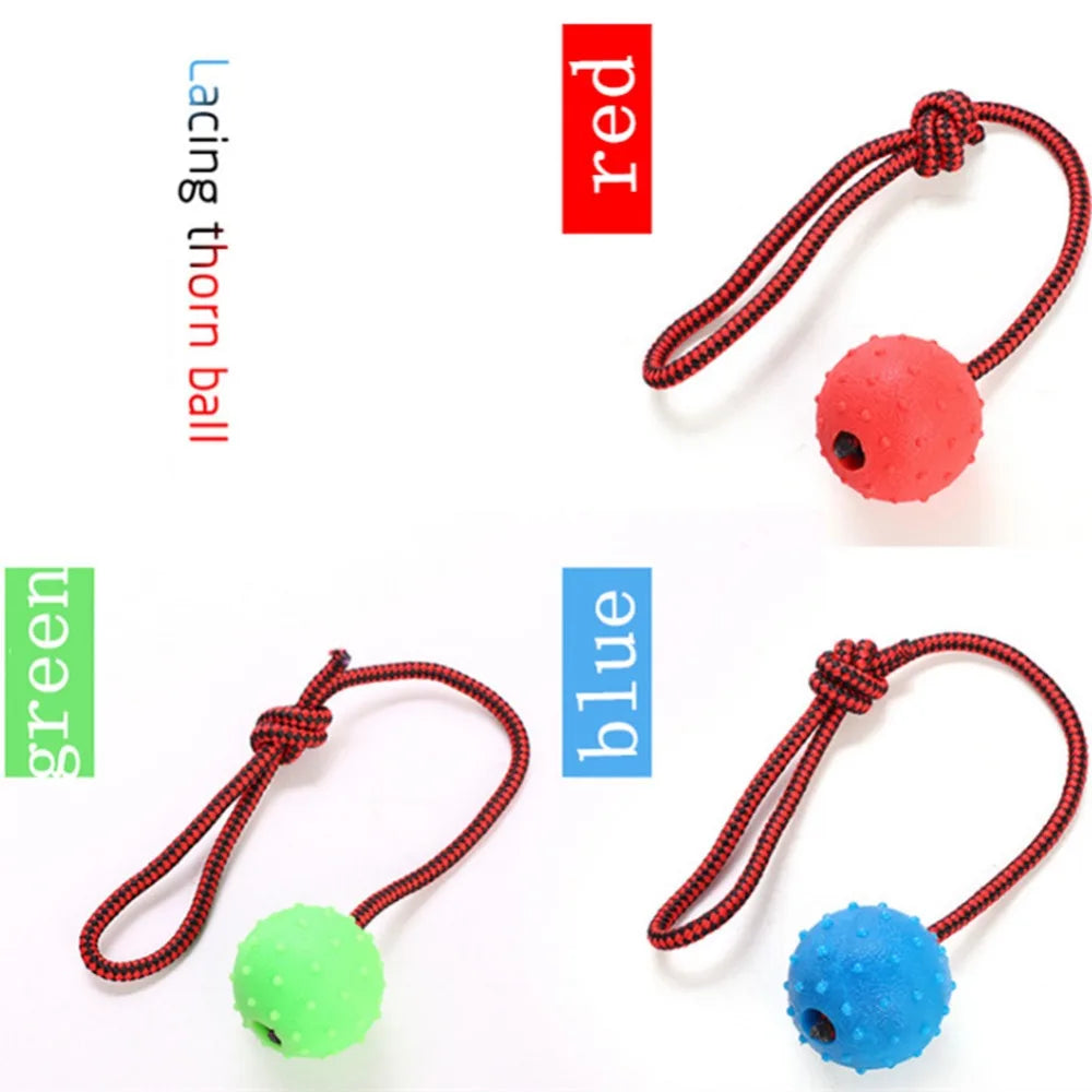 Rubber Dog Chew Toy w/Rope Handle