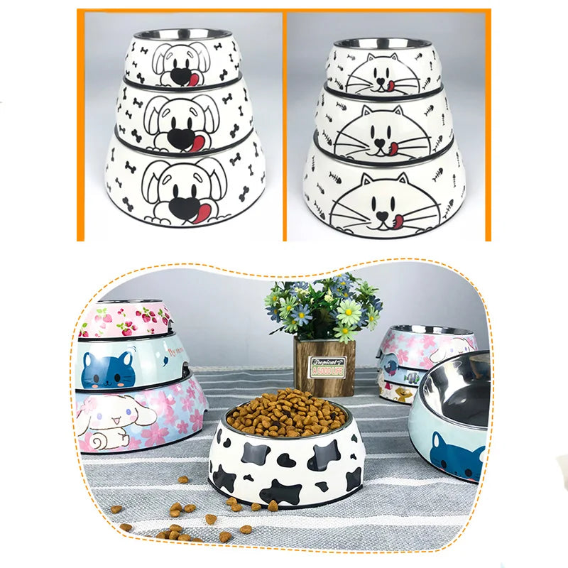 Removable Melamine & Stainless Steel Pet Bowl