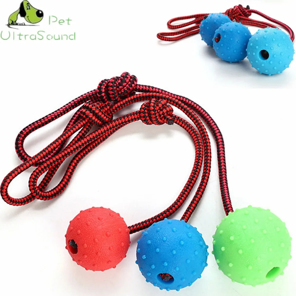 Rubber Dog Chew Toy w/Rope Handle