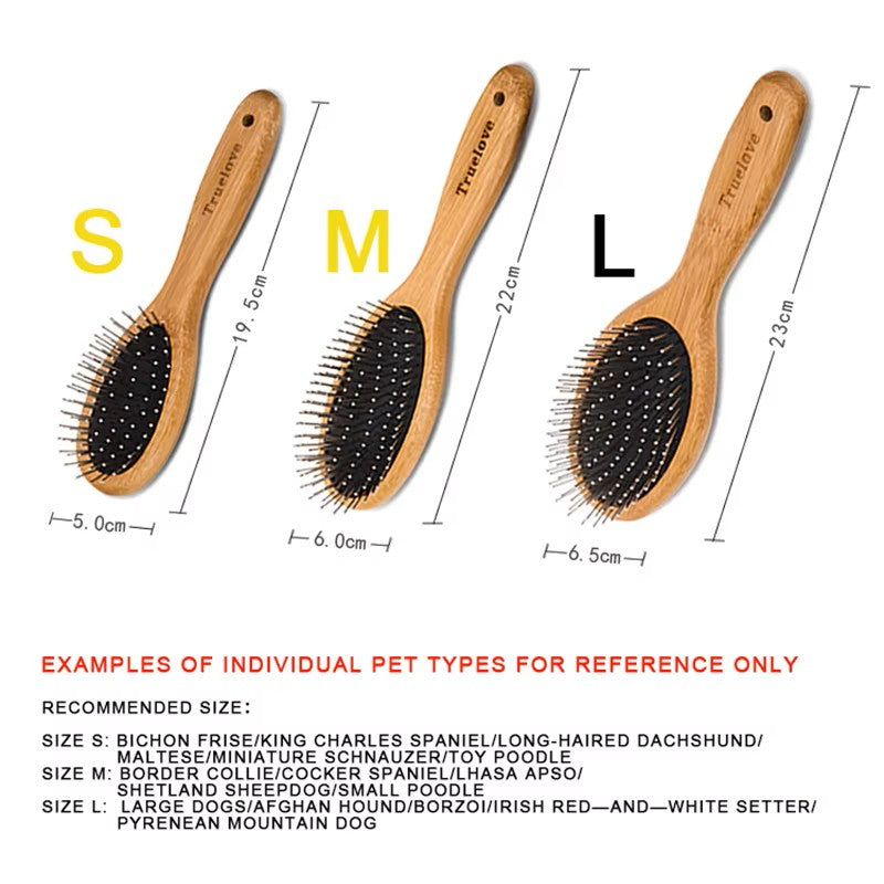 Truelove Wooden Handle Pet Grooming Massage Brush