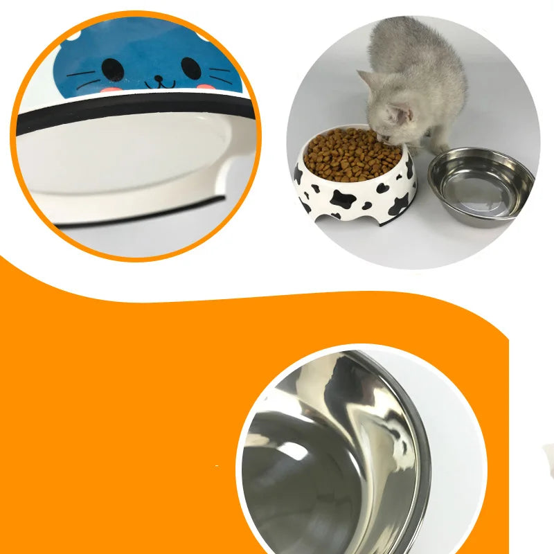 Removable Melamine & Stainless Steel Pet Bowl