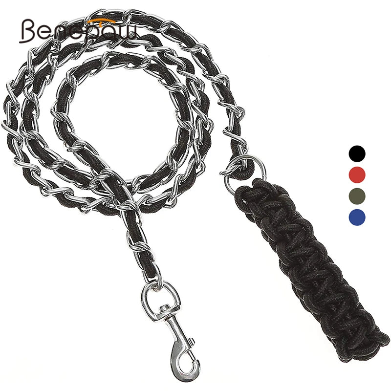 Benepaw  Heavy Duty Metal Chain Dog Leash w/ Soft Braided Handle