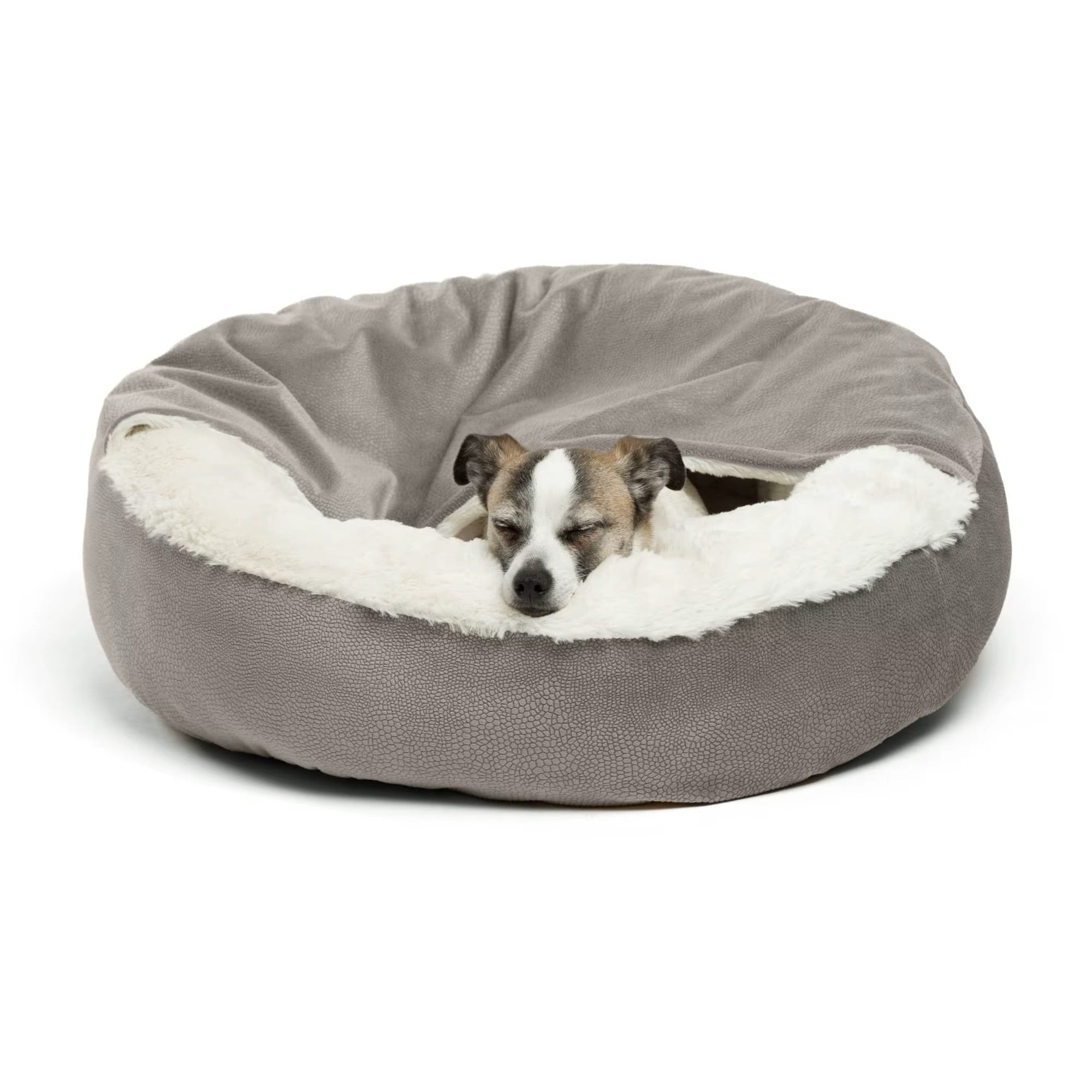Plush Cozy Donut Cuddler Hooded Pet Bed