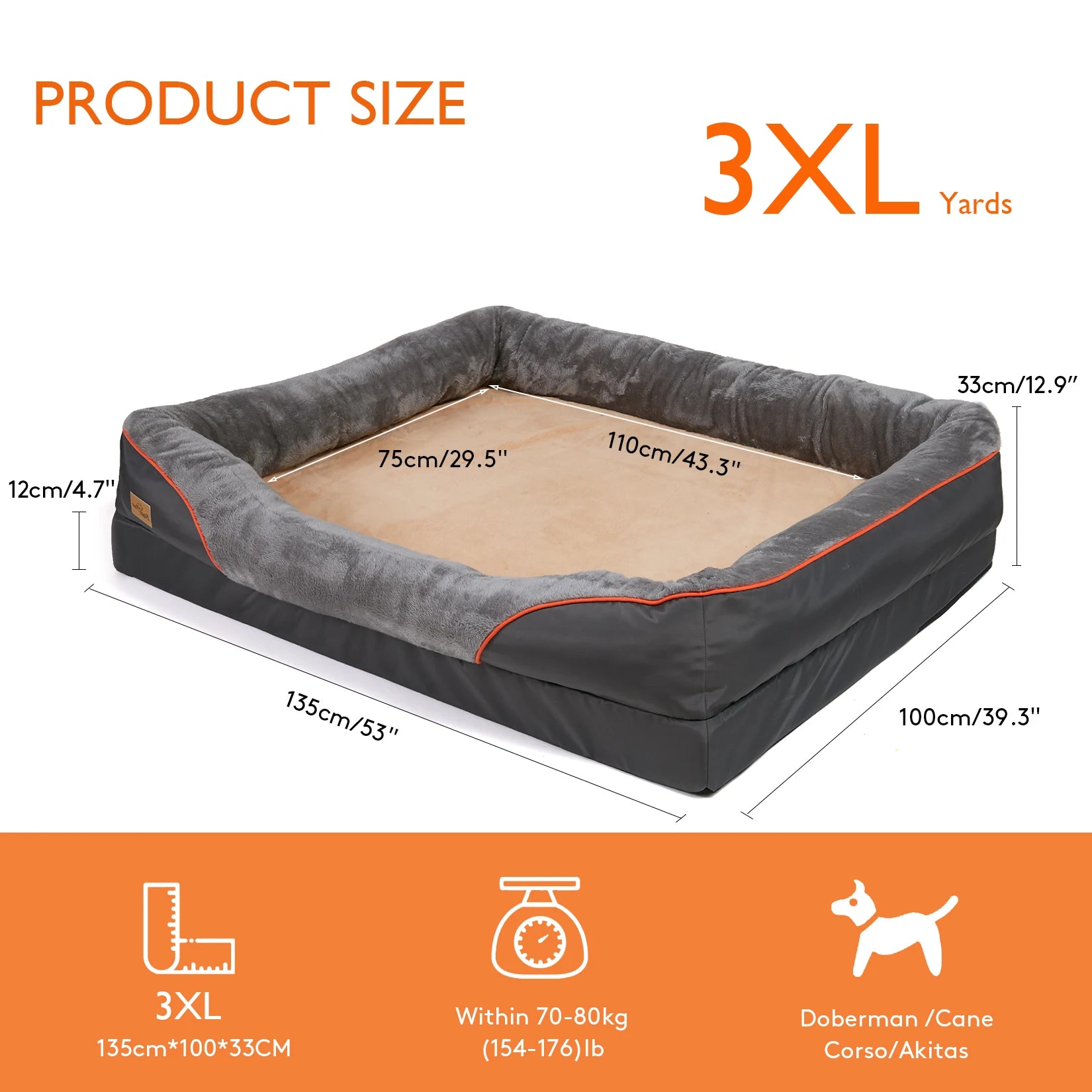 Cozy Comfortable Large Bolster Dog Bed