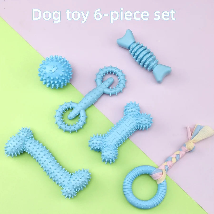 6 PC Set Soft Rubber Dog Chew Toys