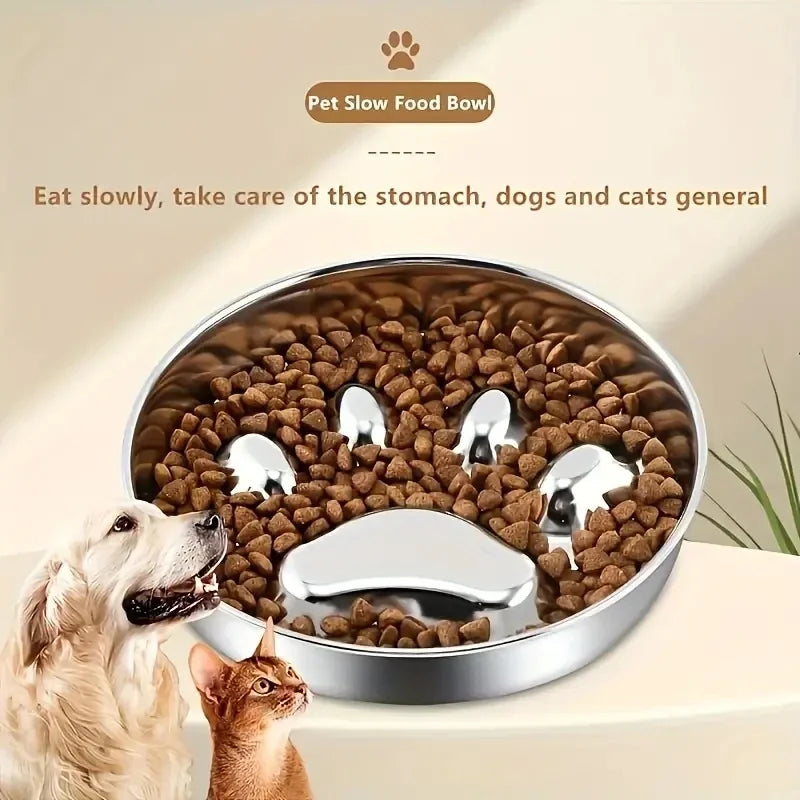 Premium Stainless Steel Choke Prevention Slow Food Pet Bowl