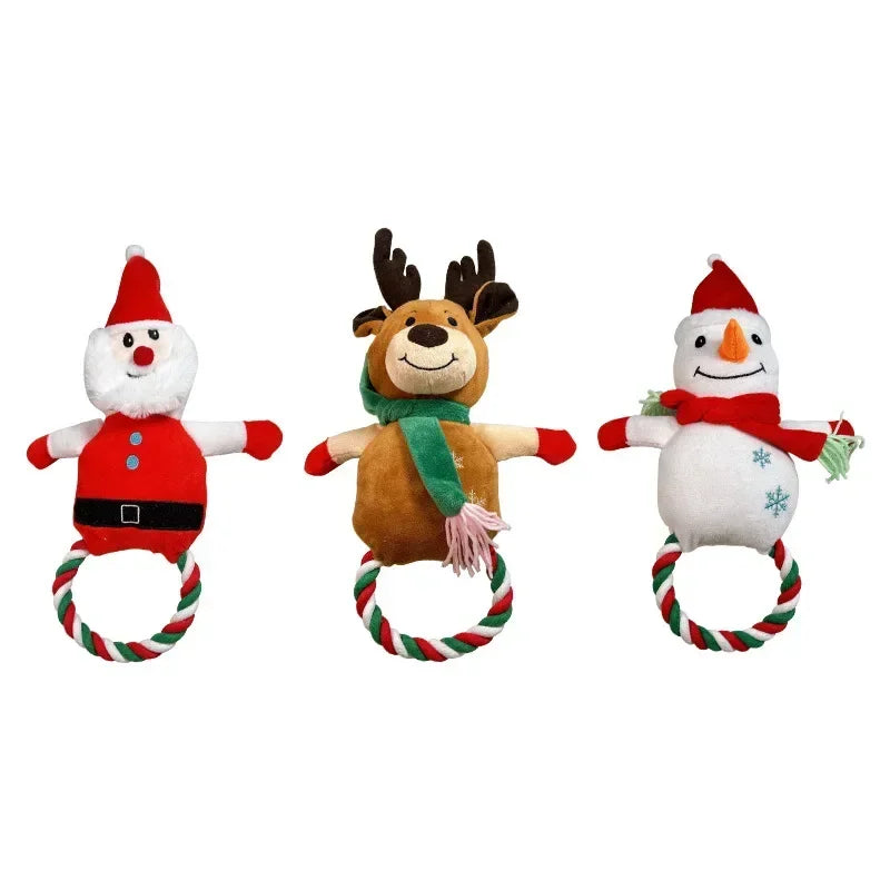 Christmas Series Stuffed Plush Dog Rope Toys