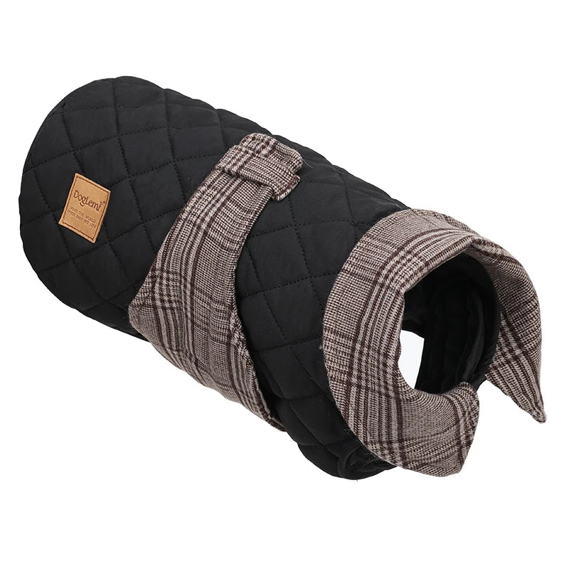 Luxury Quilted Vintage Plaid Dog Coat