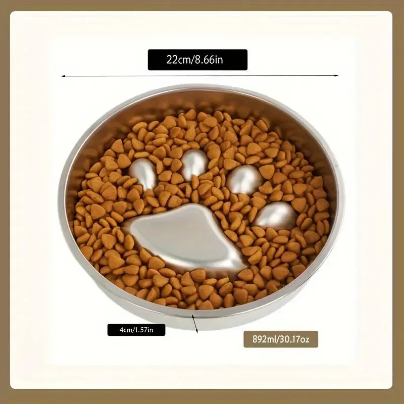 Premium Stainless Steel Choke Prevention Slow Food Pet Bowl