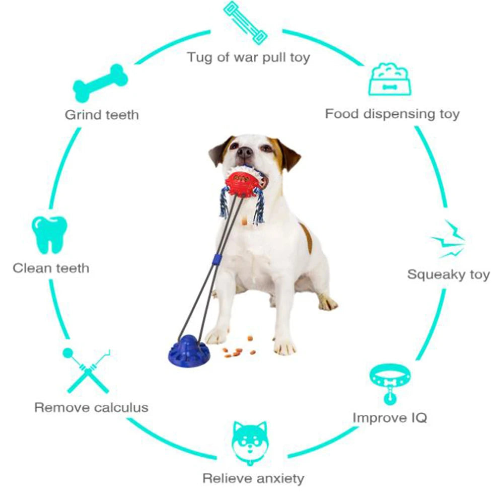 Suction Cup Aggressive Chewer Dog Rope Ball Toy