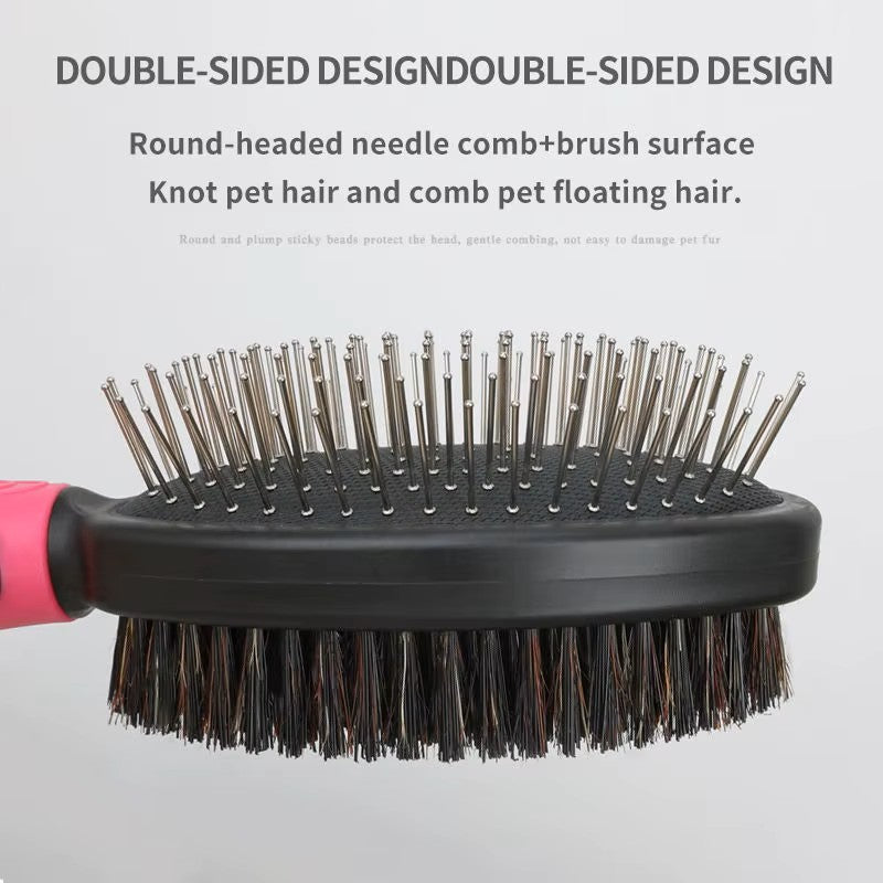 2PC Double-Sided Pet Grooming Brush & Bath Brush Set