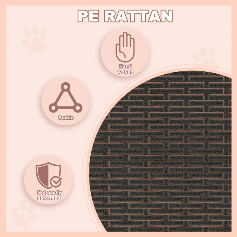 Indoor-Outdoor Rattan Dog Bed w/Canopy