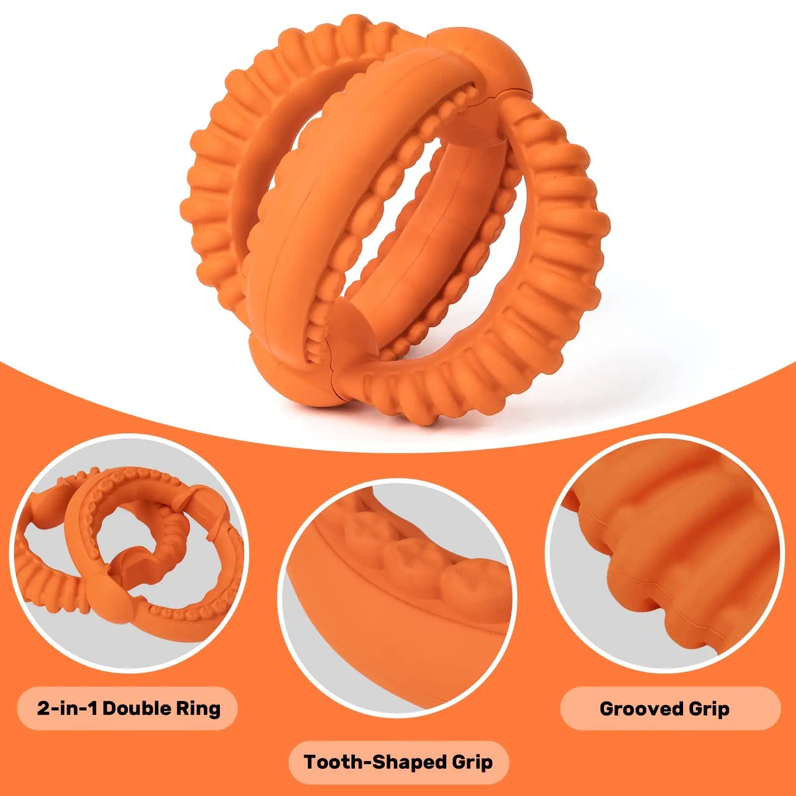 Detachable Double Ring Natural Rubber Dog Chew & Fetch Toy