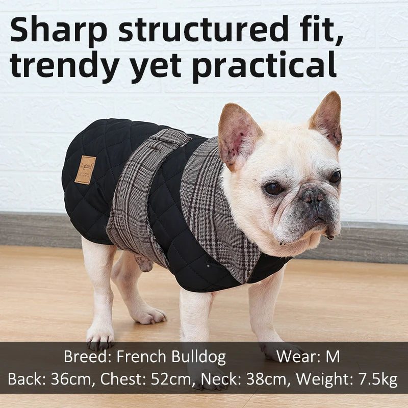 Luxury Quilted Vintage Plaid Dog Coat