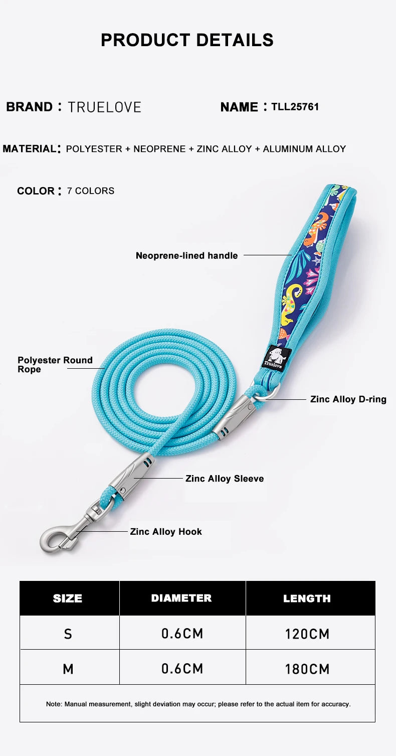 Floral Printed Neoprene-Padded Dog Leash