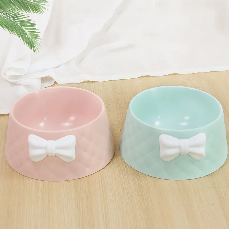 Lovely Bowknot Diamond Pattern Pet Bowl