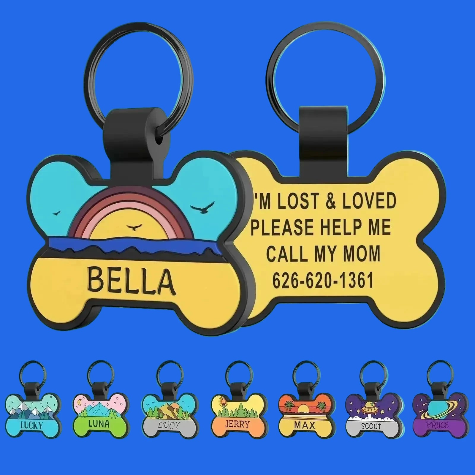 Custom Personalized Double-Sided Bone-Shaped Silicone Dog Tag
