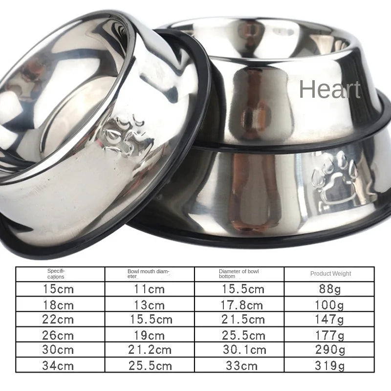 Footprints Non-Slip Stainless Steel Dog Bowl