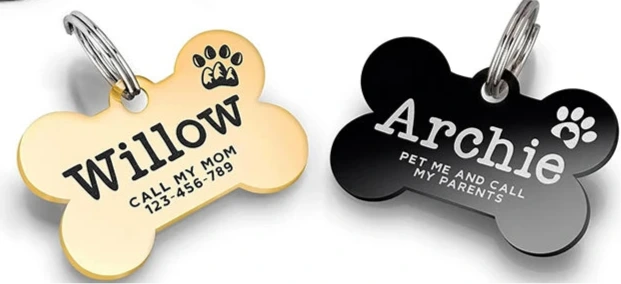 Engraved Stainless Steel Bone-Shaped Dog Collar ID Tag