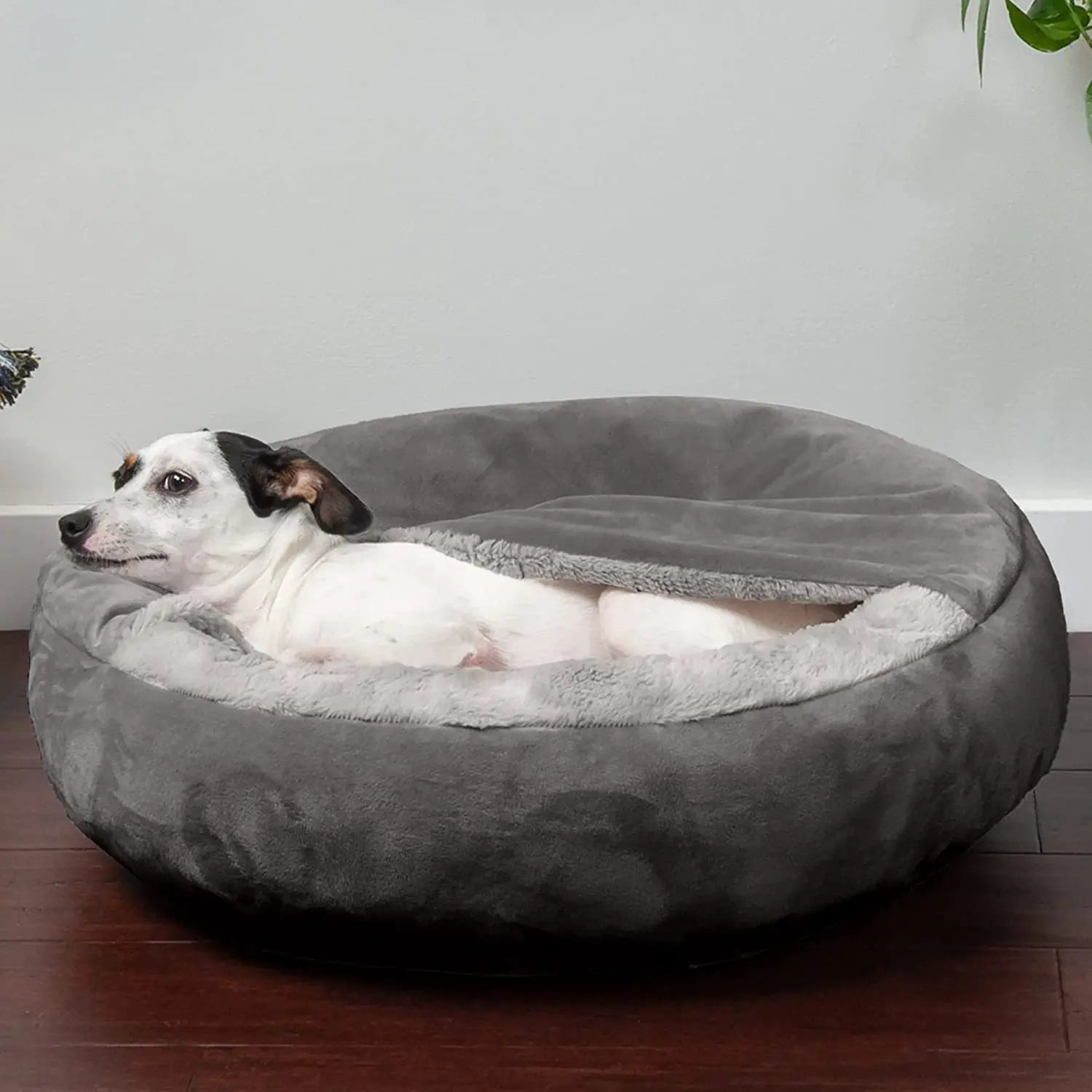 Plush Cozy Donut Cuddler Hooded Pet Bed