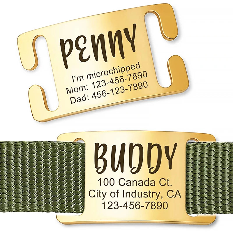 Custom Engraved Stainless Steel Pet Collar Slide-On ID Tag