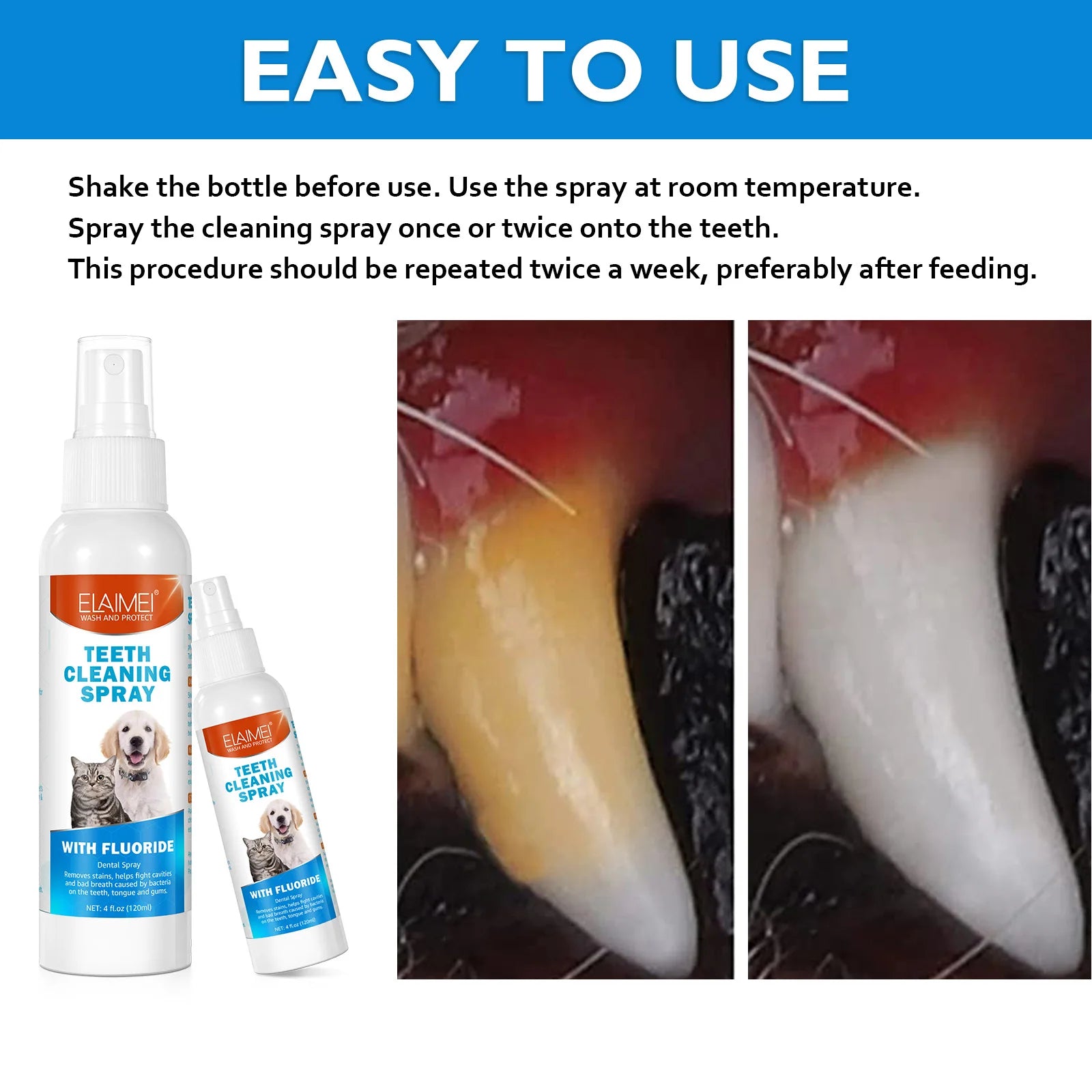 Pet Teeth Cleaning Dental Spray w/Fluoride