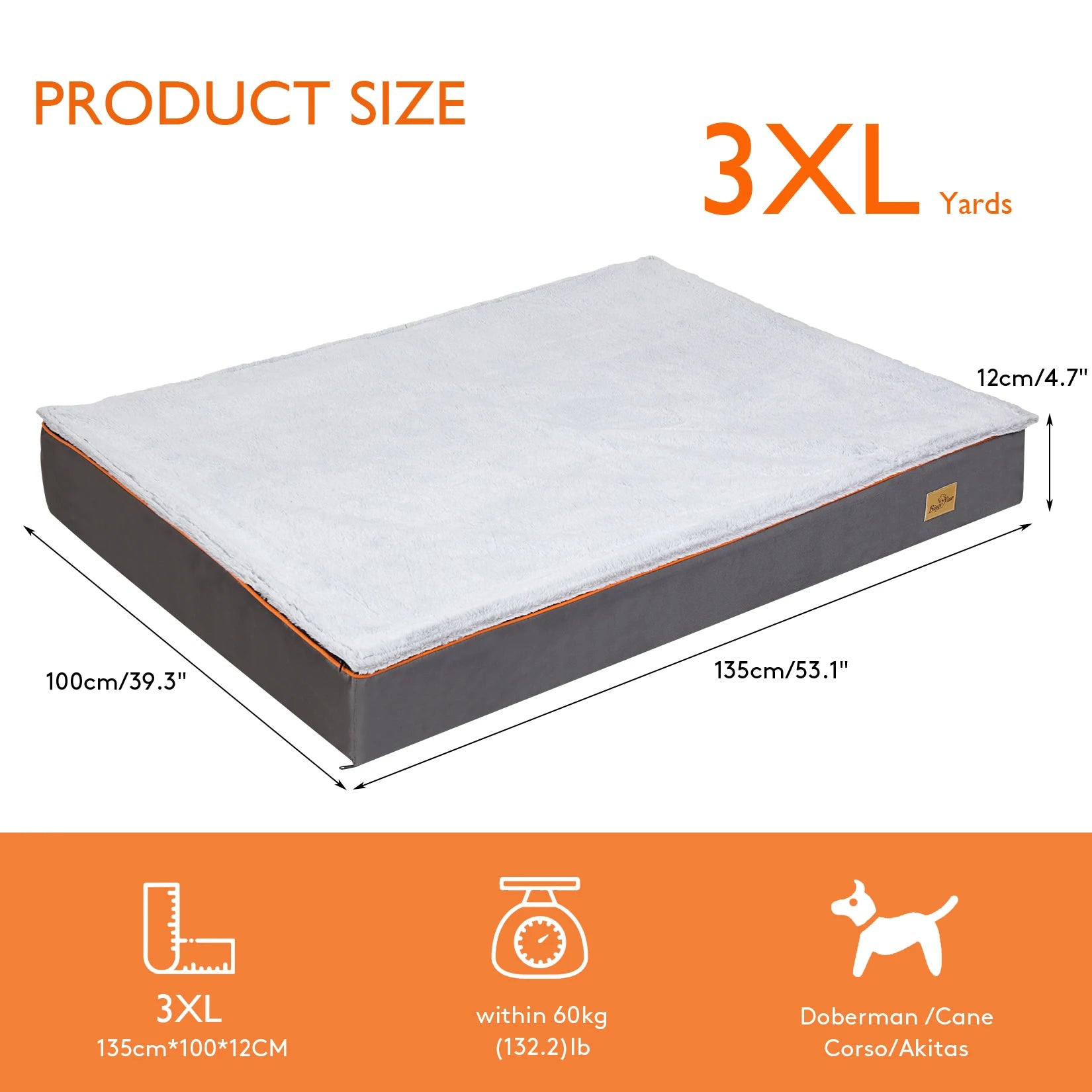 Padded Orthopedic Dog Foam Cushion Bed w/Washable Cover