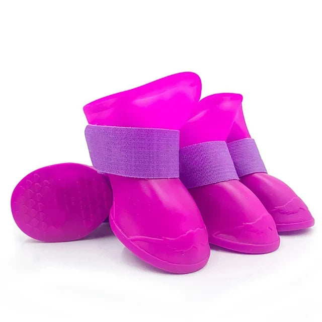 4PC Set Waterproof Anti-Slip Rubber Pet Rain Boots