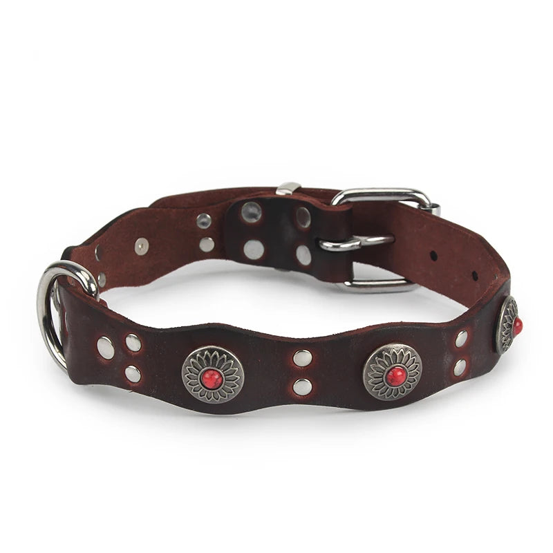 Retro Genuine Leather Dog Collar