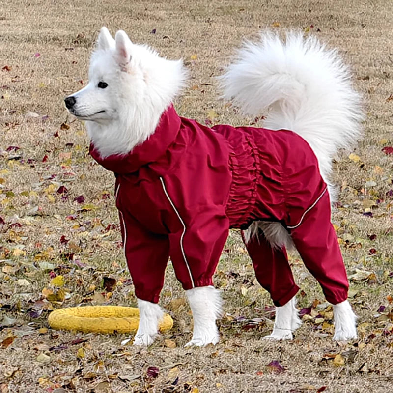 Adjustable Waterproof Dog Jump Suit w/Detachable Hood