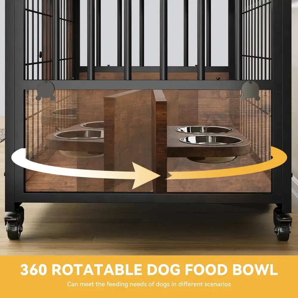 Double-Door Wooden Table Dog Crate