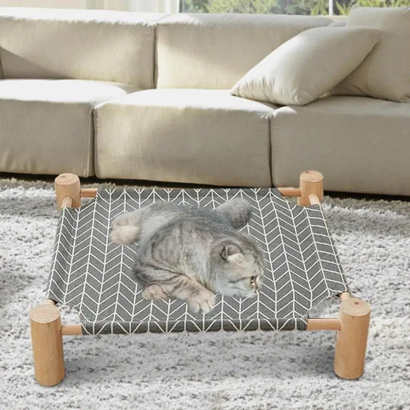 Small Cooling Elevated Wooden Pet Bed