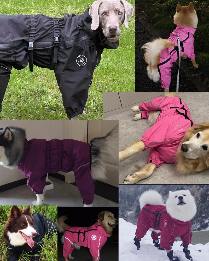 Adjustable Waterproof Dog Jump Suit w/Detachable Hood