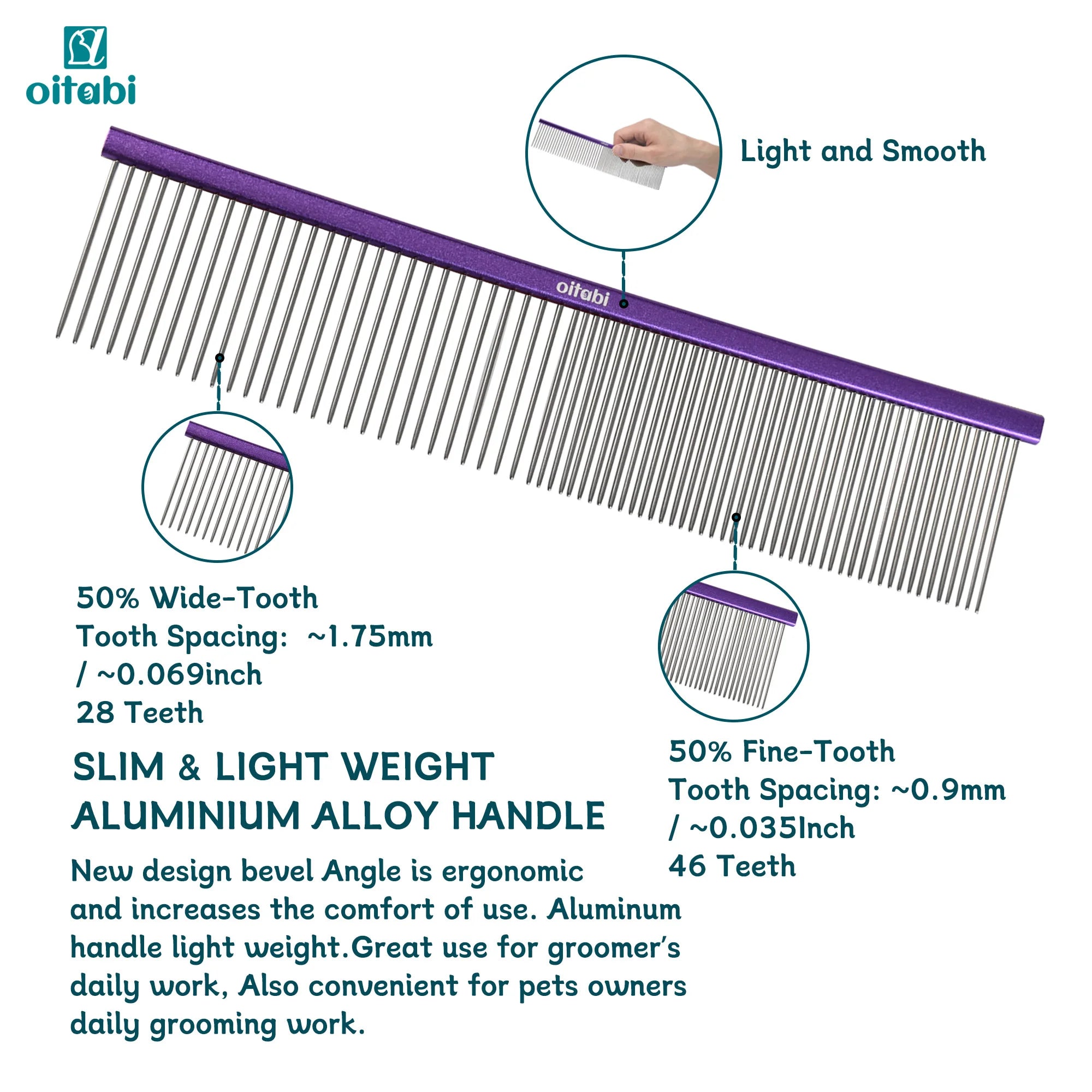 Professional Long Toothed Metal Pet Grooming Comb