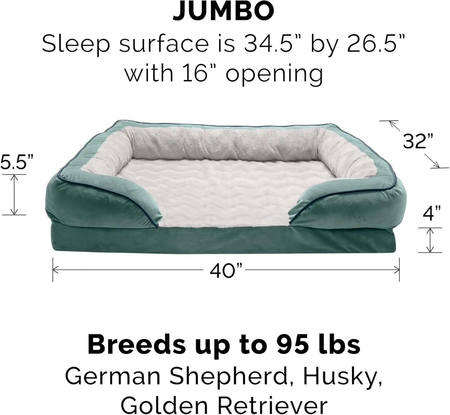 Cooling Jumbo Gel Dog Bed w/ Removable Bolsters & Washable Cover