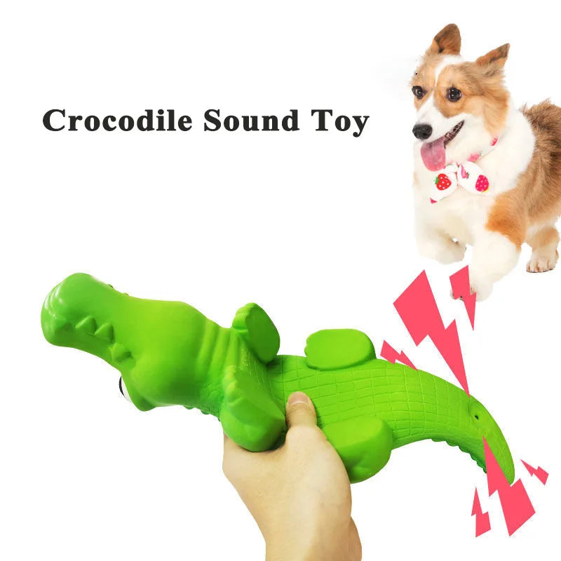 Squeaky Rubber Crocodile Dog Chew Toy