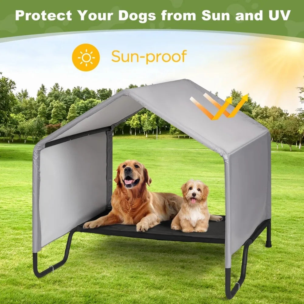 Modern Waterproof Elevated Outdoor Dog Bed w/Canopy
