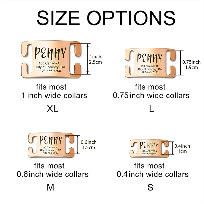 Custom Engraved Stainless Steel Pet Collar Slide-On ID Tag