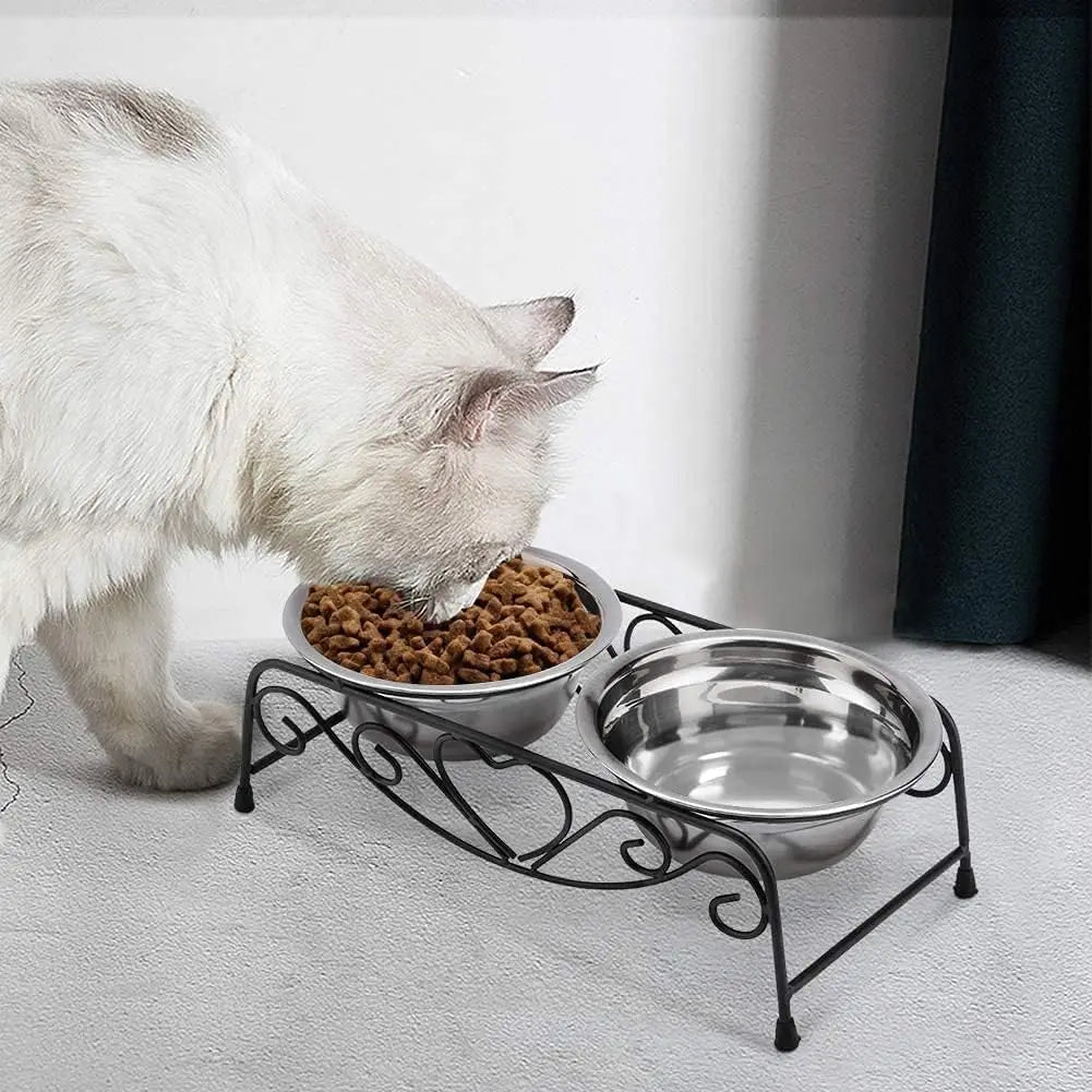 Elevated Stainless Steel Double Bowl Pet Stand