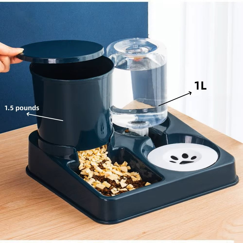 Tilted Automatic Gravity Pet Food & Water Feeding Station