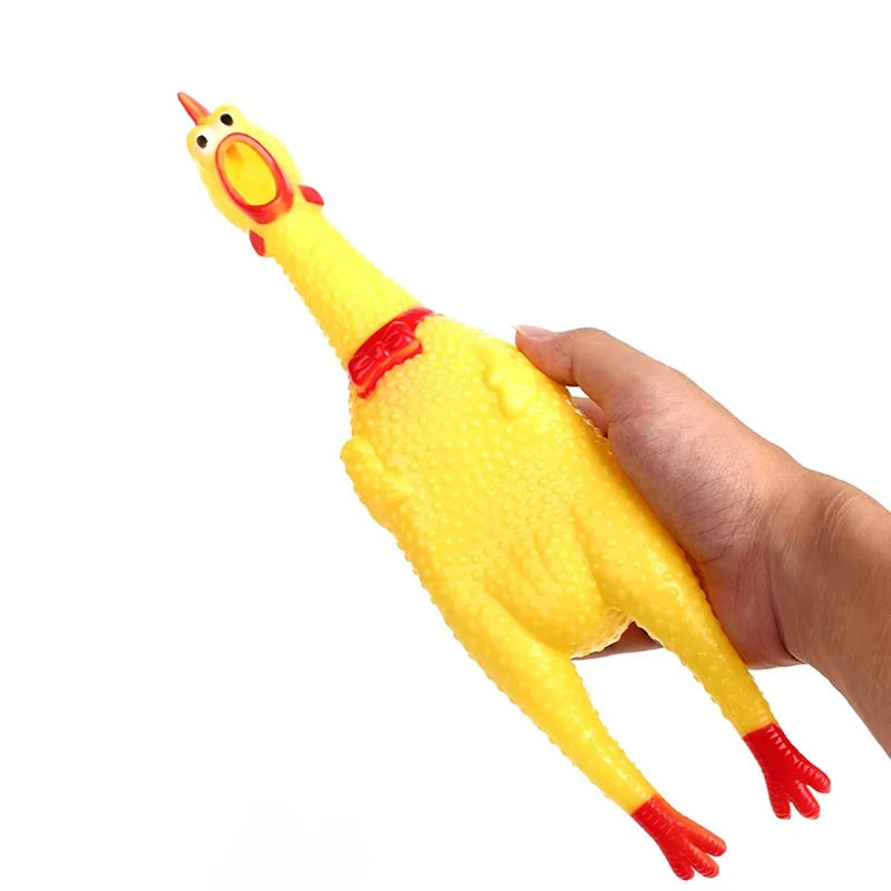 Funny Yellow Screaming Rubber Chicken Dog Chew Toy