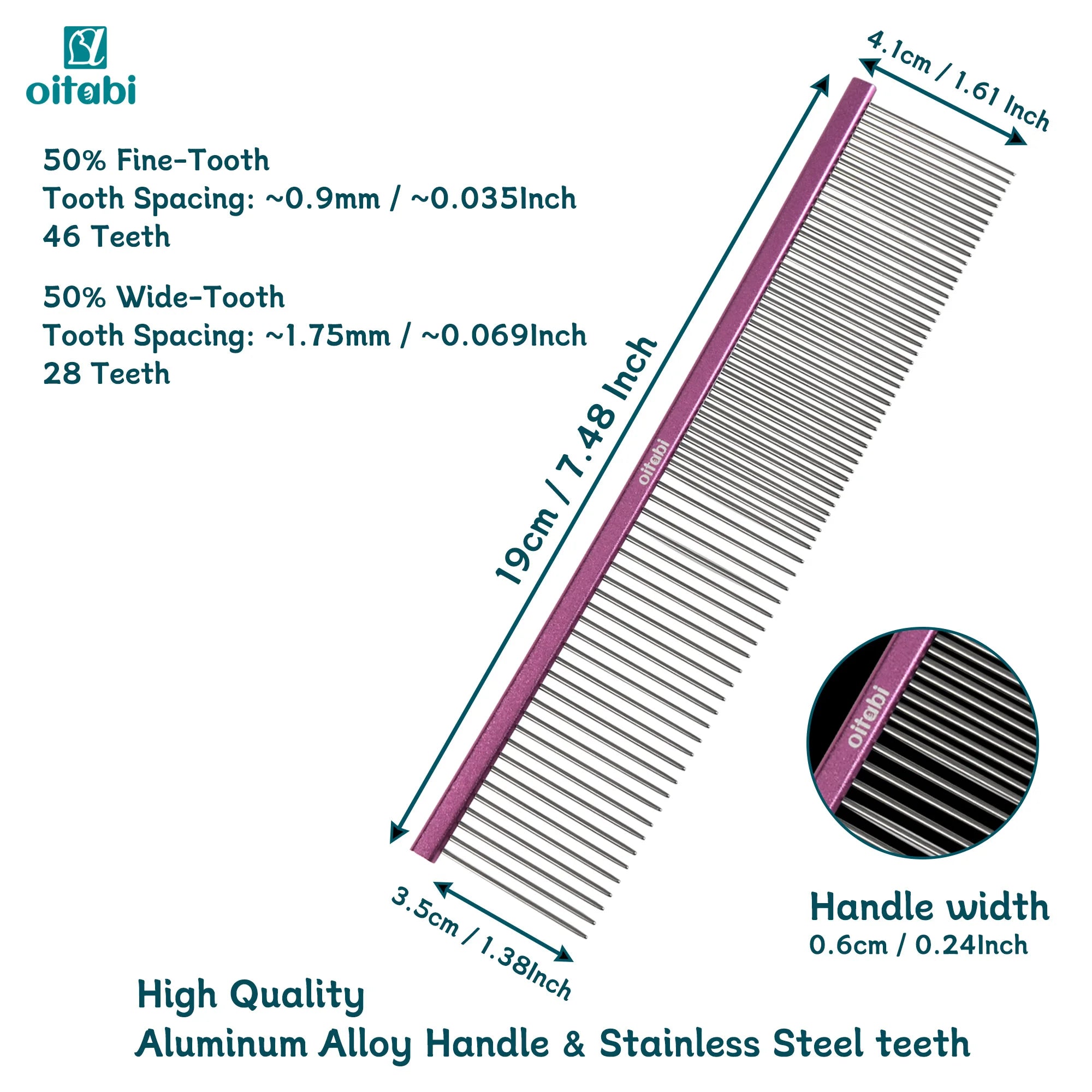 Professional Long Toothed Metal Pet Grooming Comb