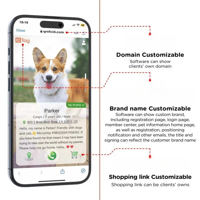 QR Code Personalized Smart Pet ID Pendant