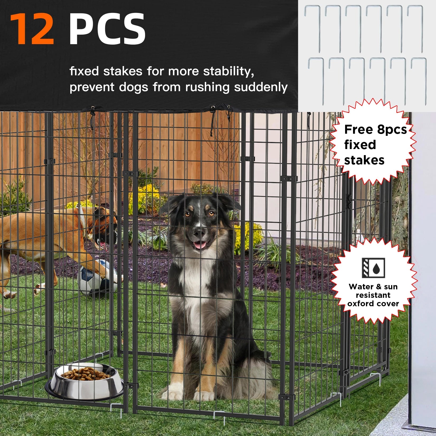 Large Outdoor Dog Kennel w/Water Proof Canopy Cover