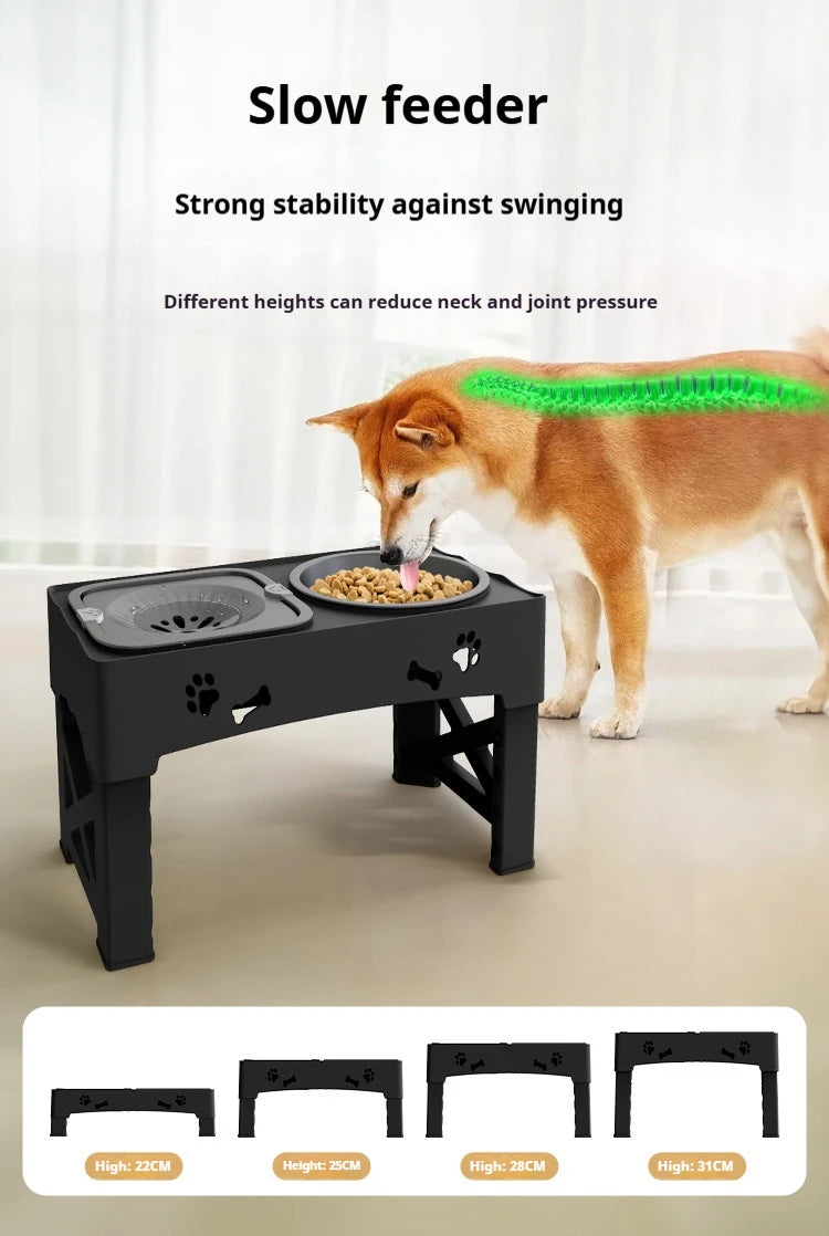 Stainless Steel 3-In-1 Adjustable Elevated Dog Feeding Station