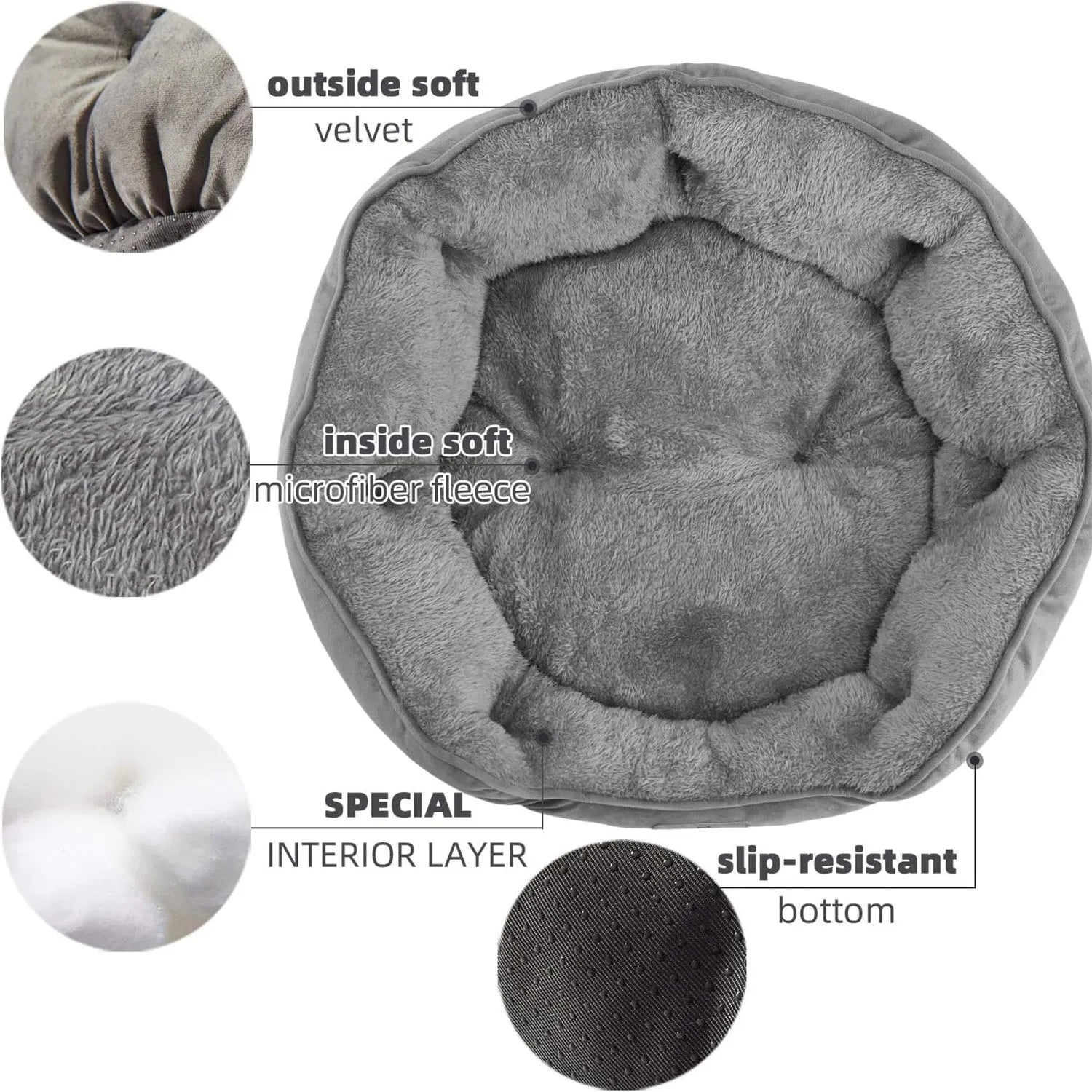 Soft Velvet Water-Resistant Pet Bed