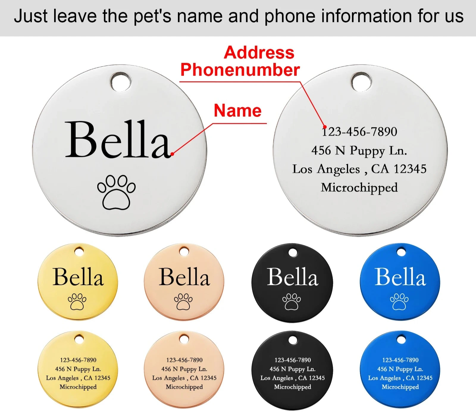 Double-Side Personalized Pet Collar ID Tag