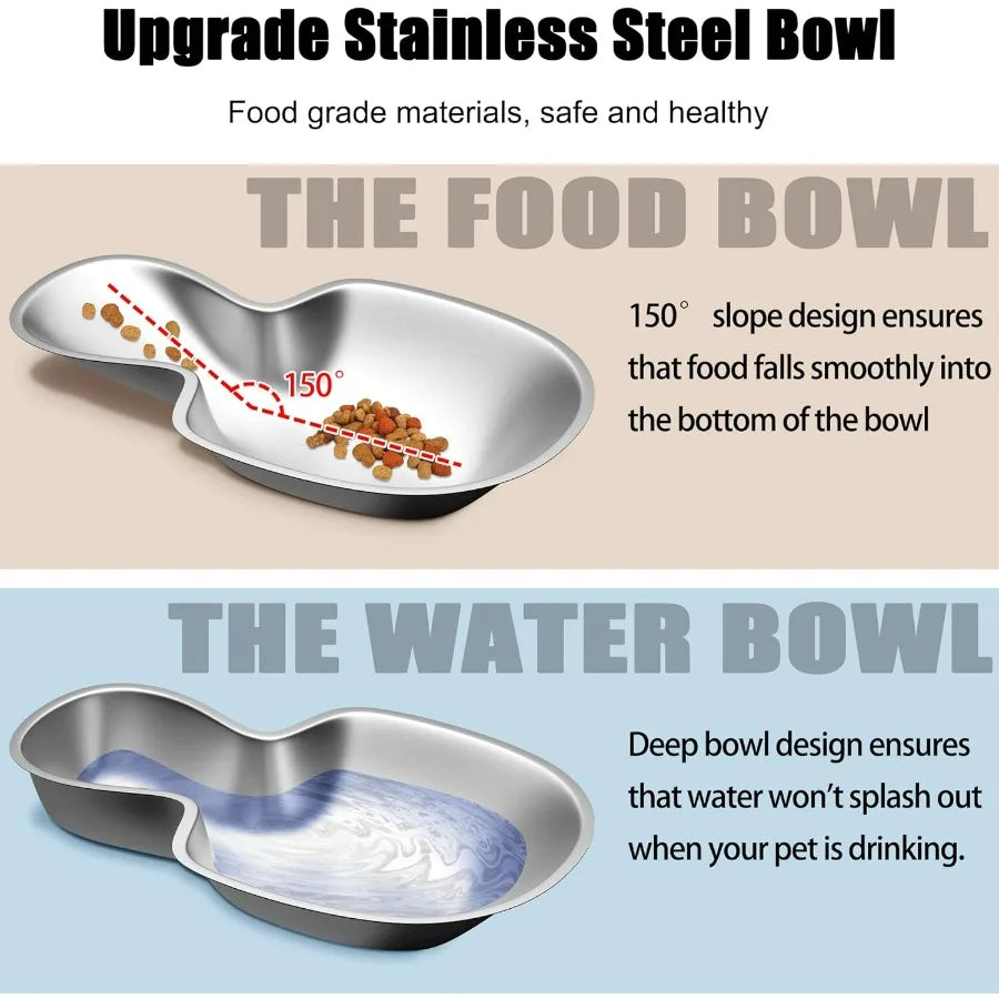 Gravity Automatic Pet Food & Water Dispenser Set w/Stainless Steel Bowls