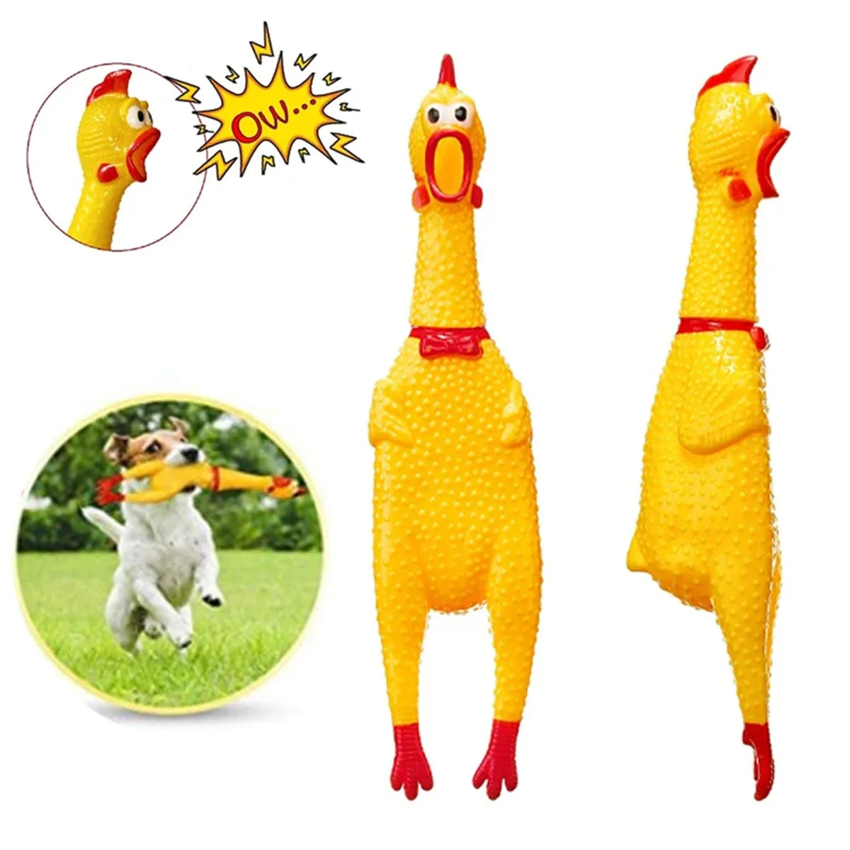 Funny Yellow Screaming Rubber Chicken Dog Chew Toy