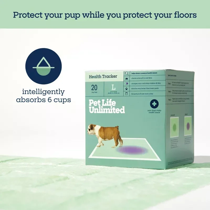 Health Monitoring Absorbent Dog Pee Pads w/pH Tracking Technology